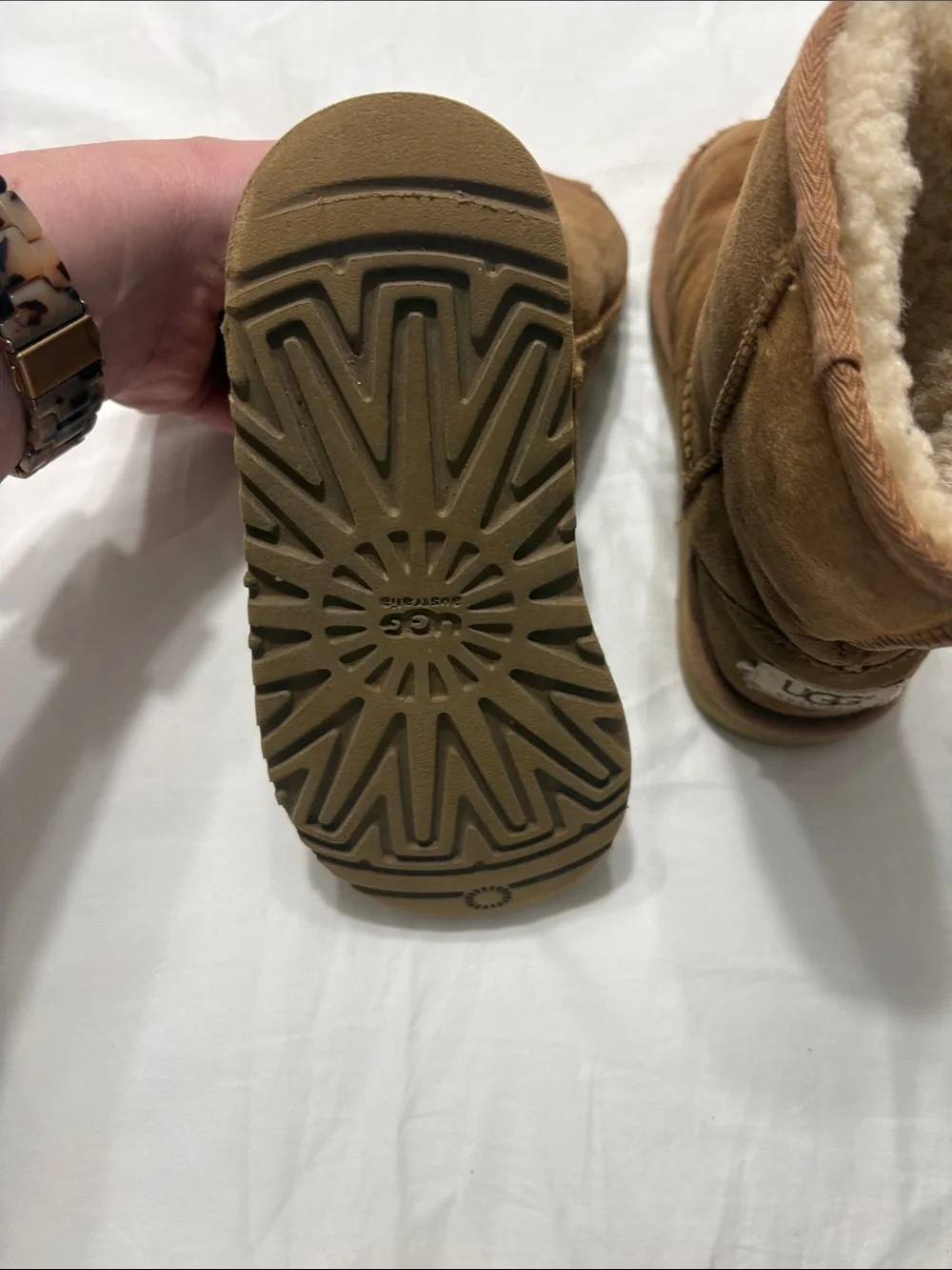 UGG Kids Chestnut Suede Shearling Boots